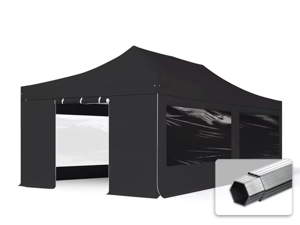 Nožnicový stan 4x8 m s bočnicami panorama HLINÍK 50mm