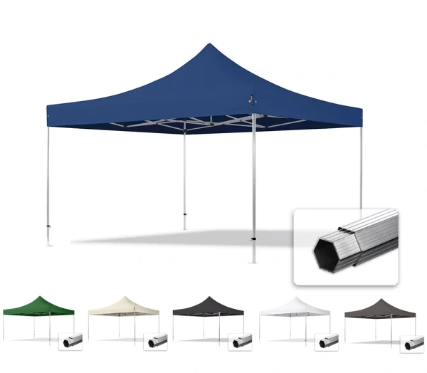 Rozkladací stánok 4x4 metre bez stien 6 farieb na výber 6 hran HLINÍK 40 mm 1