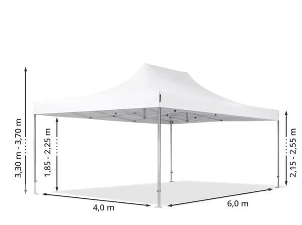 Nožnicový stan 4x6 m s bočnicami HLINÍK 50mm 3
